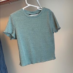 Green Ribbed Crop Top